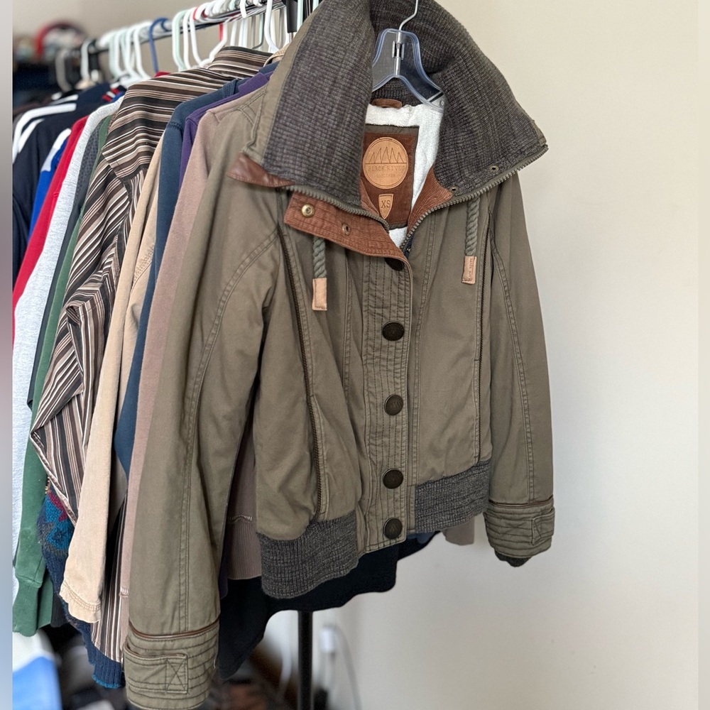 Crazy Archive Black Rivet Green Utility Jacket with inside lining&sleeve lining